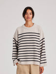 Barbera Jumper - Island Fossil / Dark Grey Stripe