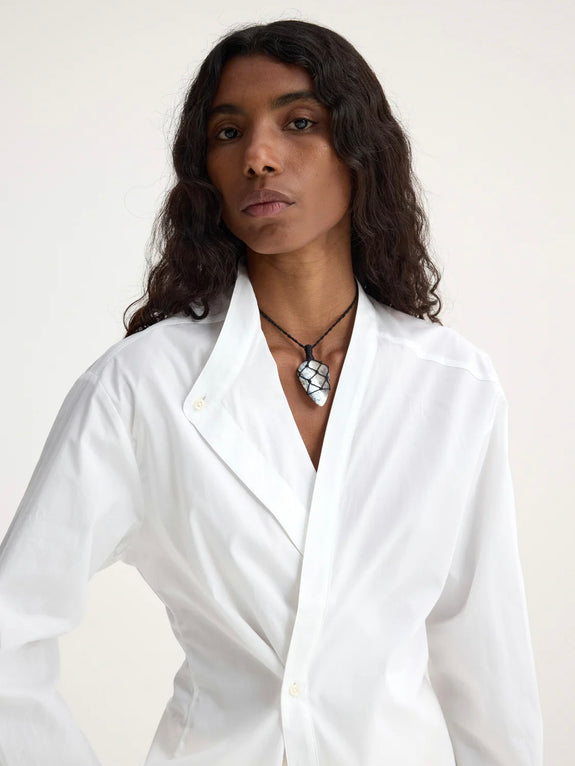 overlap light cotton shirt - optic white