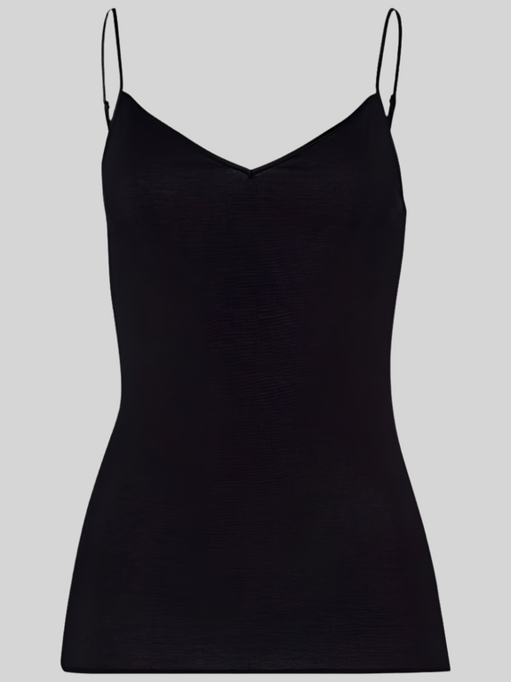 Cotton Seamless V-NECK CAMISOLE - black