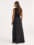 Skirt With Integrated Fluid Silk Part - Black