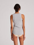 ALBERTE COTTON 1X1 RIB TOP - LIGHT GREY MELANGE