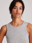 ALBERTE COTTON 1X1 RIB TOP - LIGHT GREY MELANGE
