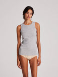 ALBERTE COTTON 1X1 RIB TOP - LIGHT GREY MELANGE