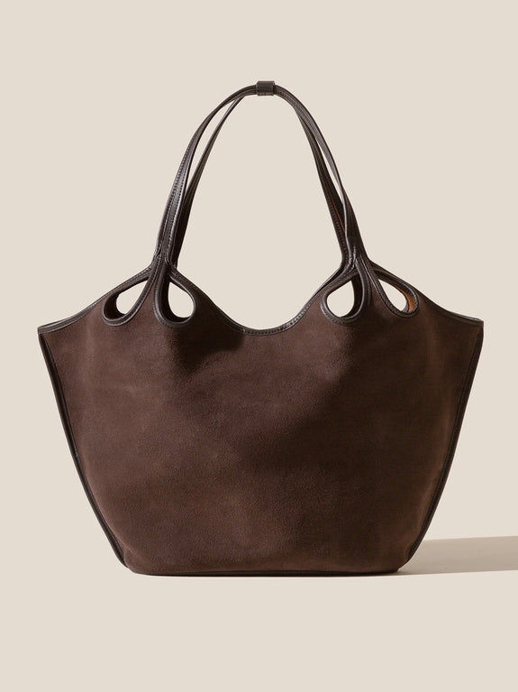 ESCALA SUEDE Cut-Out Tote Bag - dark brown