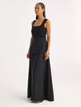 Skirt With Integrated Fluid Silk Part - Black