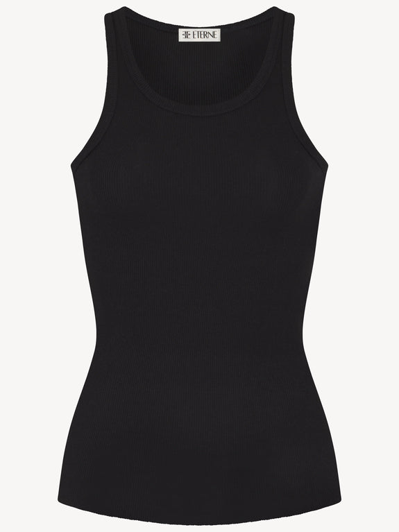 HIGH NECK FITTED TANK - black