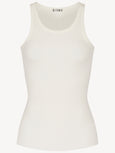 HIGH NECK FITTED TANK - cream