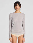 THYRA WOOL TOP - light grey melange