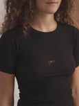 Heart tee shirt short sleeve - black