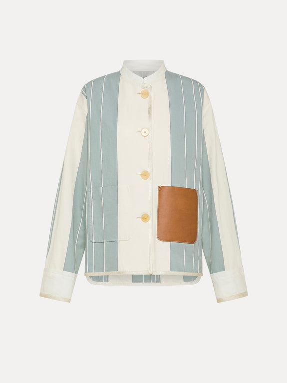 Work jacket in cotton and linen