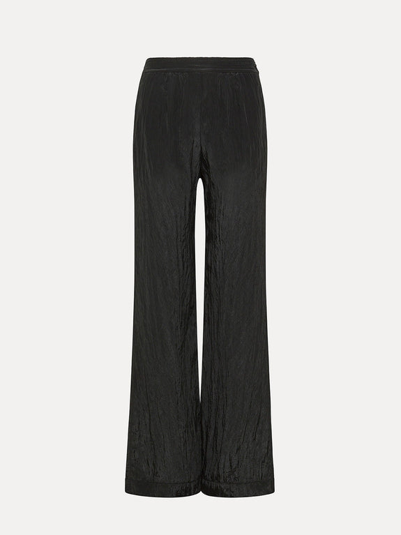 Flared trousers in satin - black