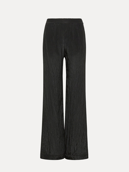 Flared trousers in satin - black