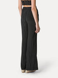 Flared trousers in satin - black