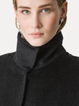 coat in astrakhan–effect mohair wool - black