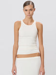 HIGH NECK FITTED TANK - cream