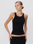 HIGH NECK FITTED TANK - black