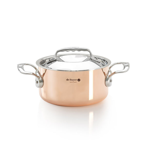 Induction copper Stewpan with lid - from Ø16 to Ø28
