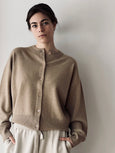 CASHMERE CREWNECK CARDIGAN - camel