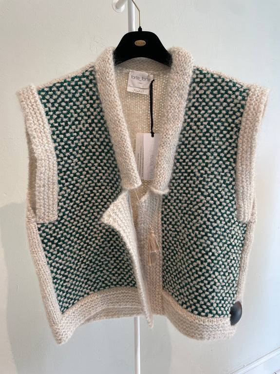 Tweed and Boucle knit vest - malachite