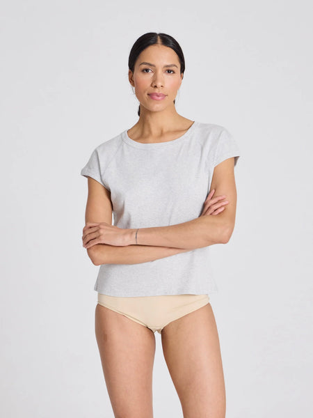 Malou Cotton 1x1 Rib Top - Light Grey Melange