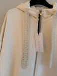 Cotton sweatshirt with crochet laces - latte