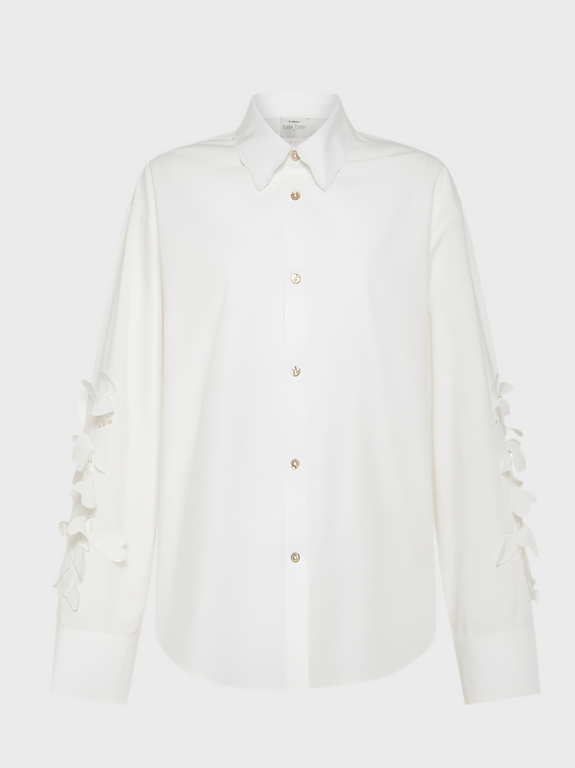 Embroidered cotton shirt - bianco