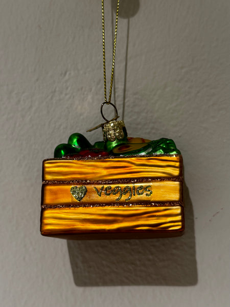 Ornament glass multi color vegetable box H6.5cm