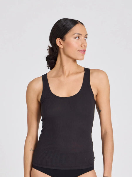 Beate Cotton Top 3x2 Rib Knit GOTS - Black