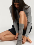 Cotton long socks - Mix bordeaux melange