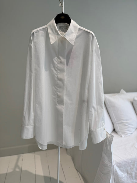 Poplin oversized masculine shirt - bianco