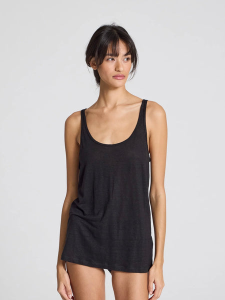 Synne Linen Top - black