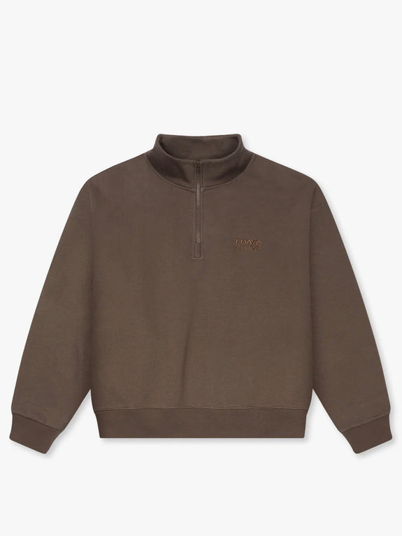 Organic Fitted Half Zip - major brown