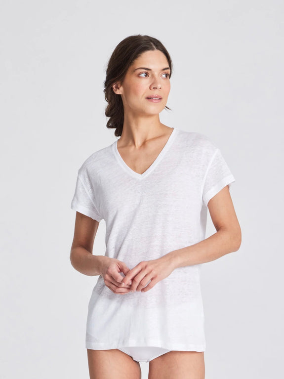 Simone Linen Tee Shirt - White