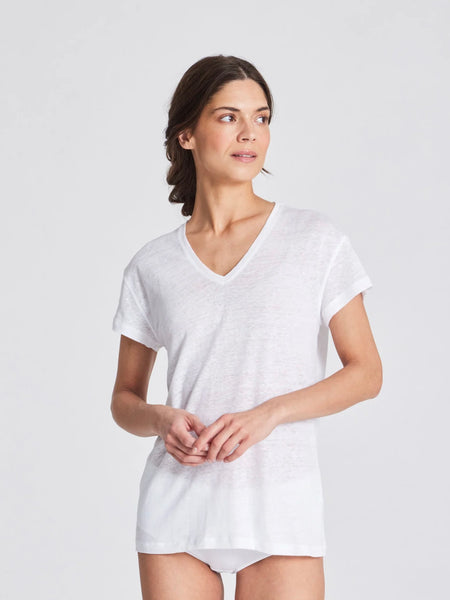 Simone Linen Tee Shirt - White