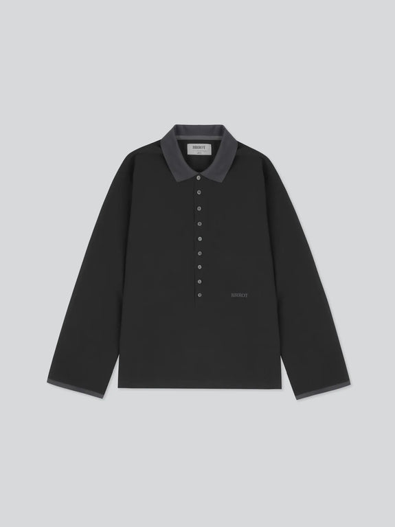 LAY2 LONG-SLEEVE POLO - anthracite