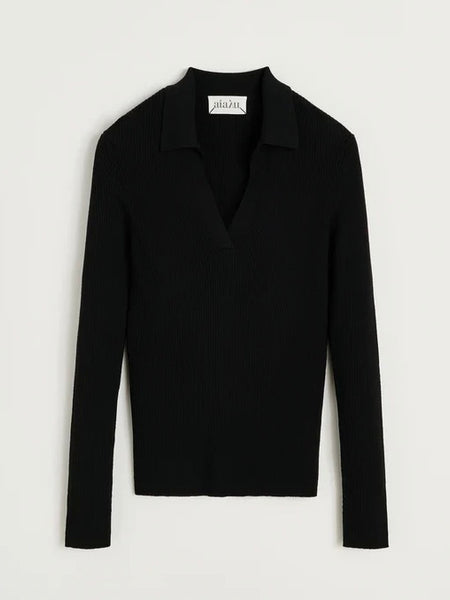 Noa polo blouse - black