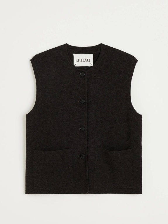 Elva vest - dark brown melange