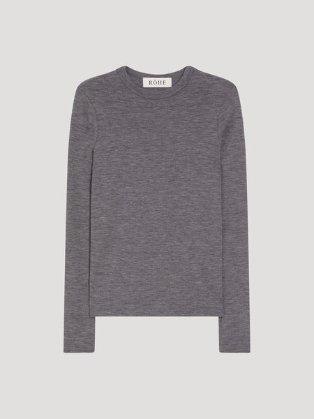 Fine Merino Longsleeve - Mid Grey Melange