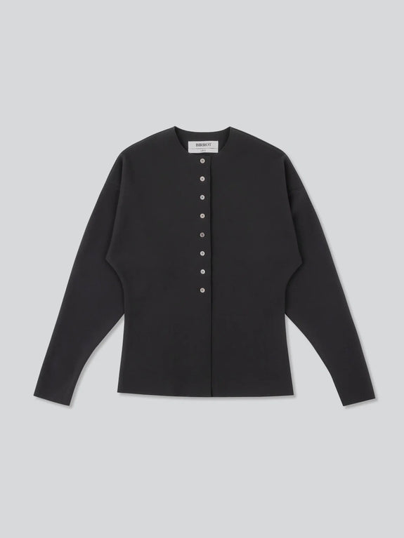 LAY2 ROUND-NECK CARDIGAN - anthracite