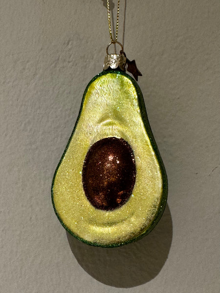 Ornament glass green avocado H9cm