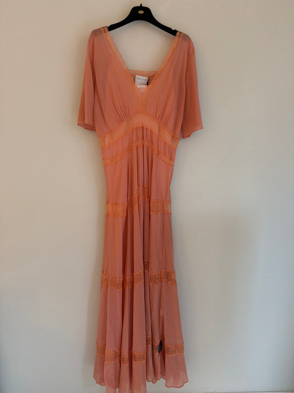 Long voile and lace dress - roseo