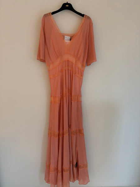 Long voile and lace dress - roseo