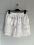 Lace and pearl embroidery poplin shorts - crystal