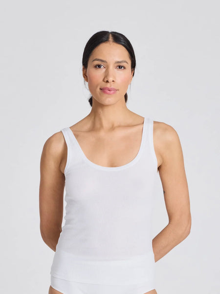 Beate Cotton Top 3x2 Rib Knit GOTS - White