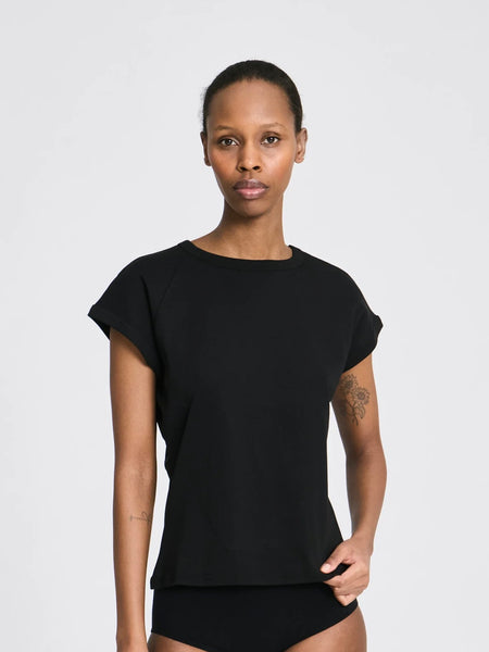 Malou Cotton 1x1 Rib Top - Black