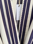 Striped cotton and linen kimono with embroidery - blu
