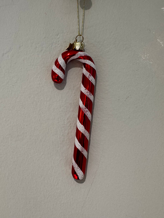 Ornament glass red/white candy cane H14cm