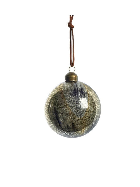 Christmas glass ornament silver/gold 8x8x8 cm