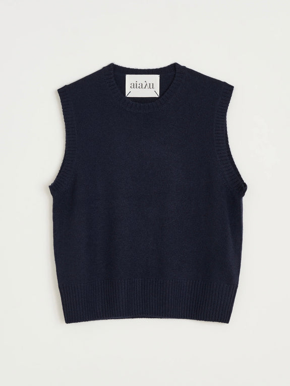 Ingeborg pure cashmere vest – Black Blue