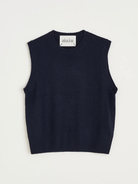 Ingeborg pure cashmere vest – Black Blue